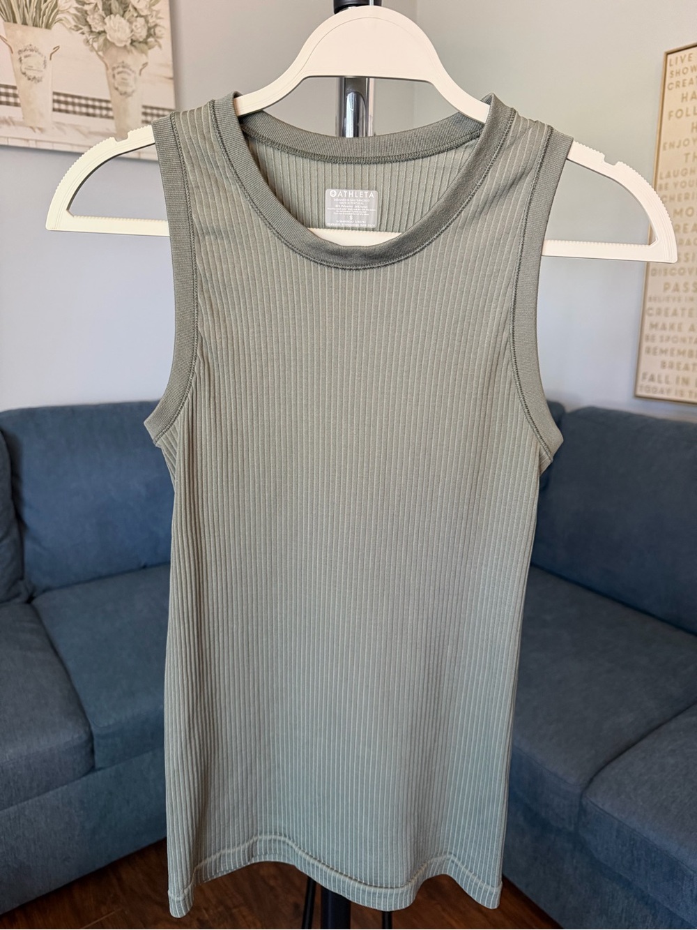 Athleta Ribbed Tank in Muted Sage